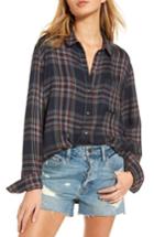 Women's Treasure & Bond Drapey Plaid Shirt, Size - Blue