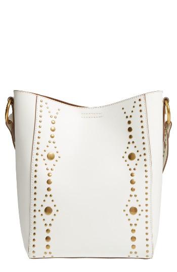 Frye Harness Calfskin Leather Bucket Bag - White