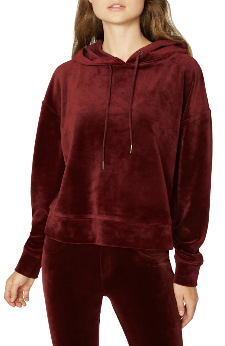 Women's Sanctuary Melrose Brigade Velour Hoodie Sweater, Size - Red