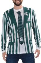 Men's Faux Real College Sports Suit & Tie Costume T-shirt, Size - Green