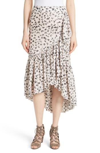 Women's Ulla Johnson Gretchen Floral Cotton & Silk Skirt - Pink