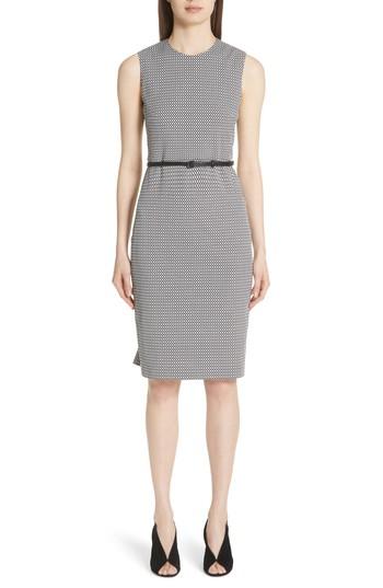 Women's Max Mara Destino Checkered Jacquard Sheath Dress Us / 36 It - Ivory