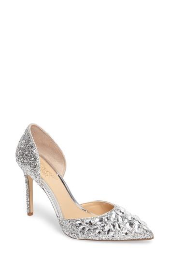 Women's Jewel Badgley Mischka Upton Embellished Pump .5 M - Metallic