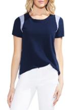 Women's Vince Camuto Stripe Detail Cotton Top - Blue