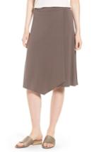 Women's Eileen Fisher Faux Wrap Jersey Skirt, Size - Grey