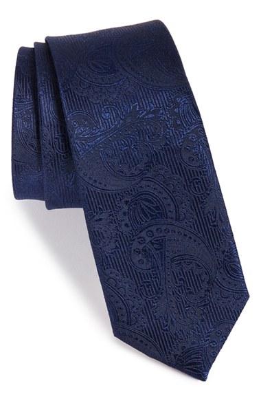 Men's The Tie Bar Textured Paisley Silk Tie, Size - Blue