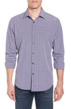 Men's Mizzen+main Elliott Trim Fit Check Performance Sport Shirt - Blue