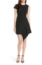 Women's Milly Asymmetrical Ruffle Stretch Cady Dress - Black