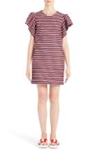 Women's Msgm Ruffle Sleeve Stripe Dress