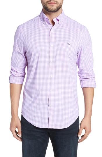 Men's Vineyard Vines Grand Cay Tucker Regular Fit Gingham Performance Sport Shirt - Purple
