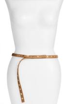 Women's Ada 'cala' Studded Skinny Leather Belt, Size - Tan
