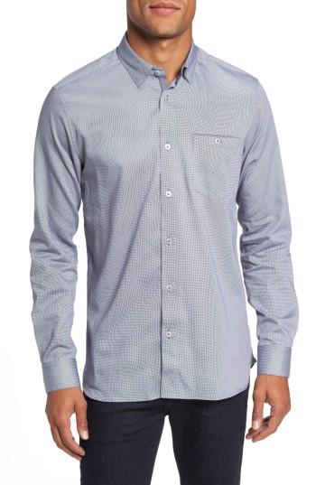 Men's Ted Baker London Kerr Slim Fit Dot Print Sport Shirt (s) - Blue