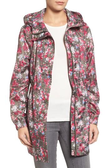 Women's Joules Right As Rain Packable Print Hooded Raincoat