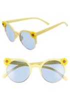 Women's Circus By Sam Edelman 50mm Daisy Accent Round Sunglasses - Yellow/ Blue Lens