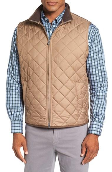 Men's Peter Millar 'hudson' Lightweight Quilted Vest - Beige