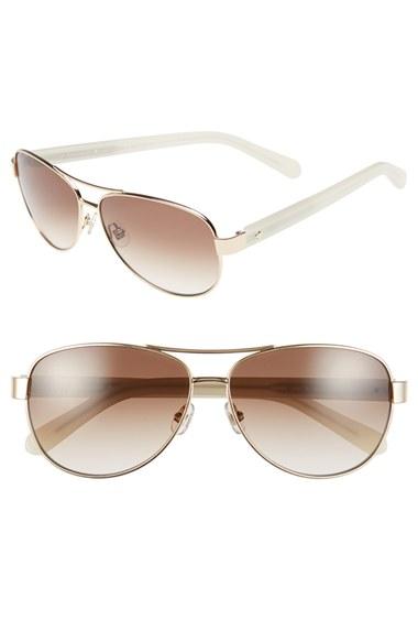Women's Kate Spade New York 'dalia2' 58mm Aviator Sunglasses - Gold