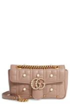 Gucci Mini Gg Marmont 2.0 Imitation Pearl Logo Matelasse Leather Shoulder Bag - Pink