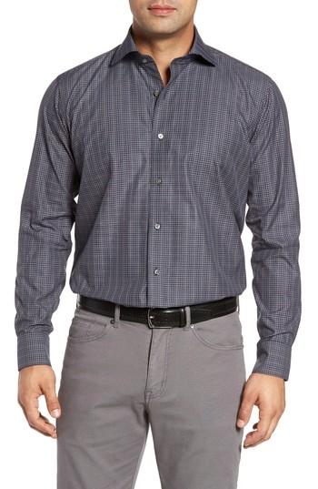 Men's Peter Millar Collection Meadows Melange Regular Fit Check Sport Shirt, Size - Blue