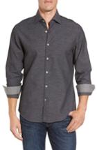 Men's Stone Rose Slim Fit Waffle Texture Sport Shirt (l) - Black
