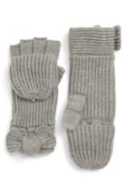 Women's Kate Spade New York Bow Convertible Mittens, Size - Grey