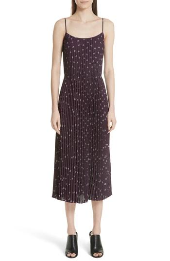 Women's Vince Ditsy Bouquet Print Pleated Camisole Dress - Purple