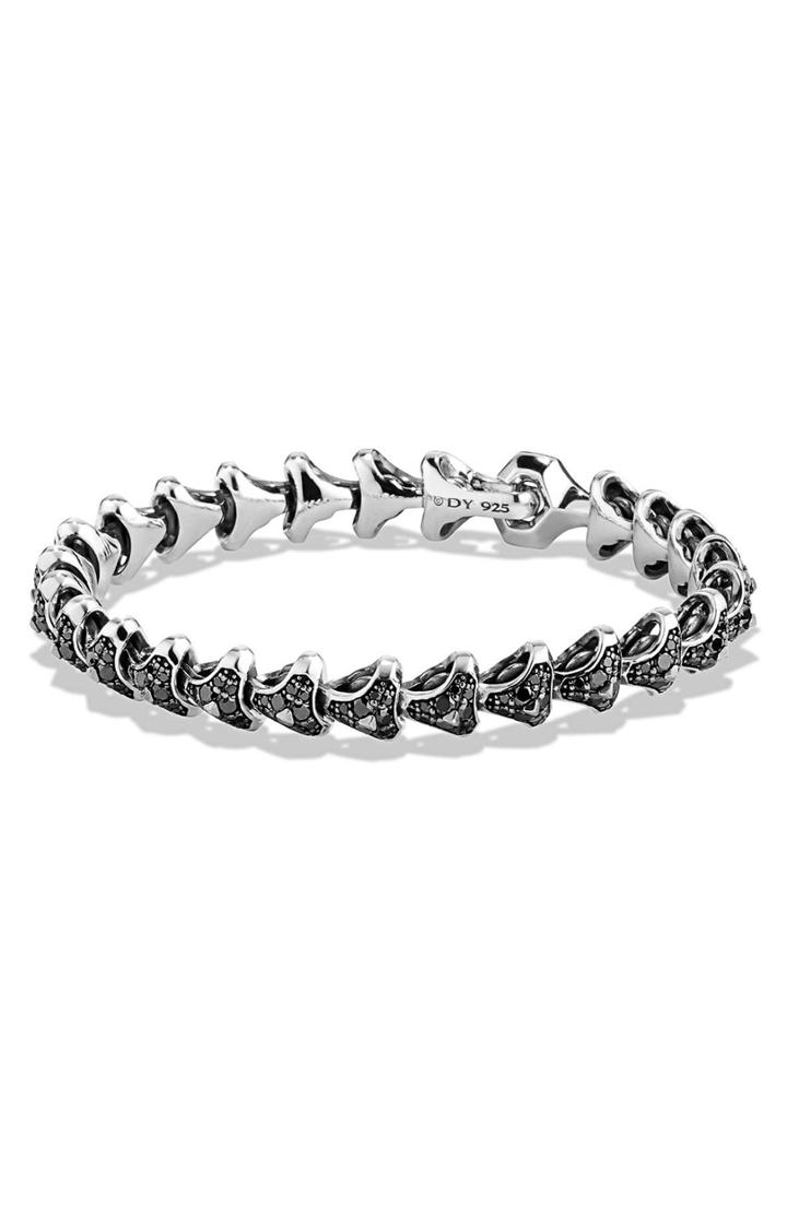 Men's David Yurman 'armory' Single Row Link Bracelet With Black Diamonds