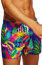 Men's Topman Neon Floral Print Swim Trunks /x-large - Blue