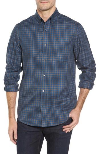 Men's Nordstrom Men's Shop Smartcare(tm) Regular Fit Plaid Sport Shirt, Size - Brown
