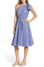 Petite Women's Eliza J One-shoulder Fit & Flare Dress P - Blue
