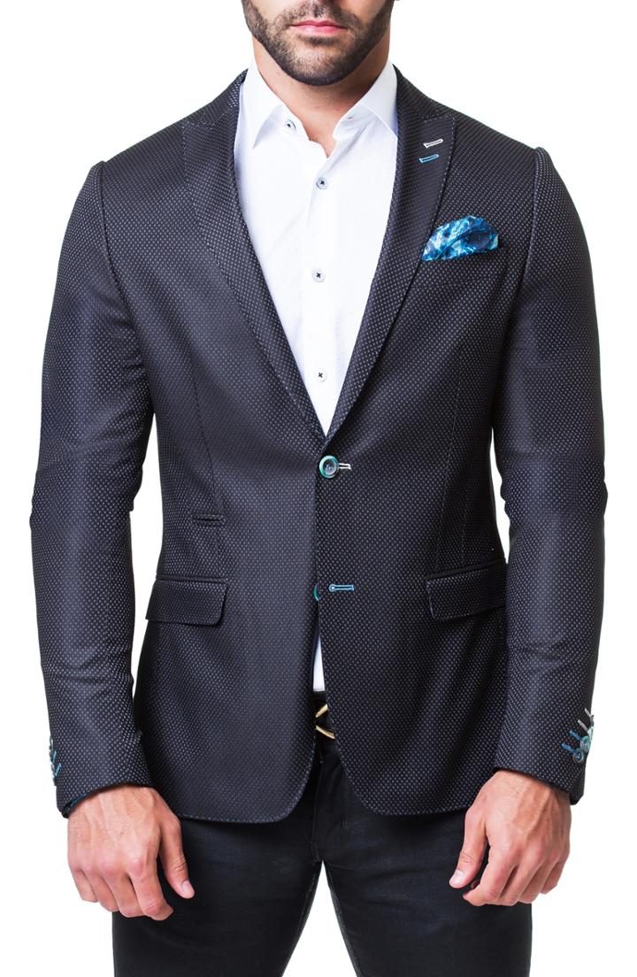 Men's Maceoo Descarte City Jacquard Blazer - Black