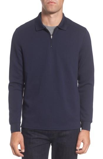 Men's Vince Camuto Slim Fit Quarter Zip Mesh Polo - Blue