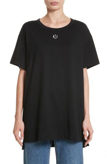 Women's Tu Es Mon Tresor Big Power Button Tee, Size - Black