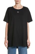 Women's Tu Es Mon Tresor Big Power Button Tee, Size - Black