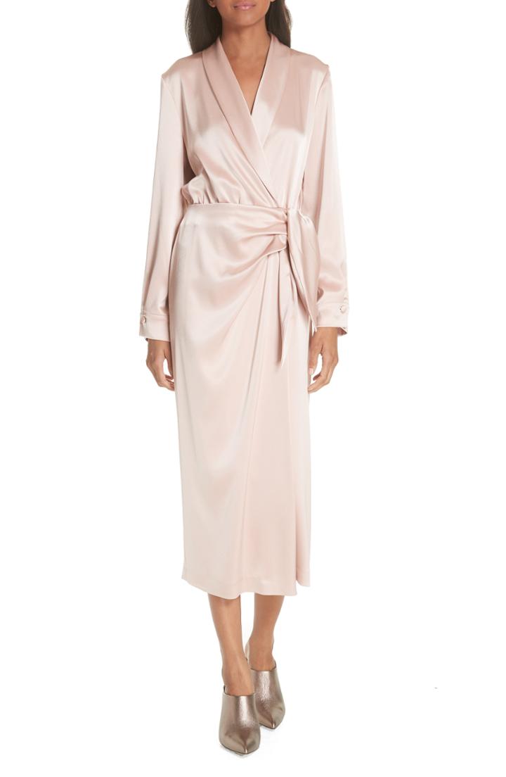 Women's Nanushka Ezra Satin Wrap Dress - Pink