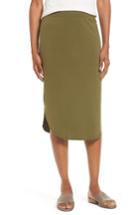 Women's Eileen Fisher Jersey Calf Length Skirt, Size - Green
