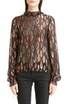 Women's Saint Laurent Flame Fil Coupe Silk Blouse Us / 36 Fr - Black