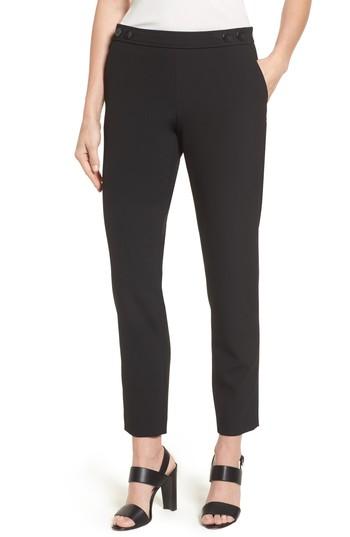 Petite Women's Boss Tiokenia Check Straight Leg Trousers P - Black