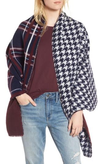 Women's Treasure & Bond Remix Brushed Plaid Wrap, Size - Blue