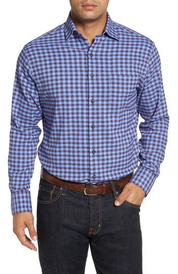 Men's Peter Millar Vedder Gingham Regular Fit Performance Sport Shirt - Purple