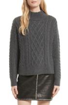 Women's Frame Wool & Cashmere Cable Knit Crop Sweater - Grey