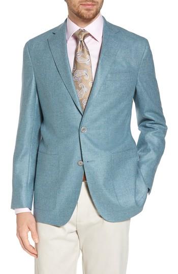 Men's David Donahue Aiden Classic Fit Silk & Wool Blazer R - Blue/green