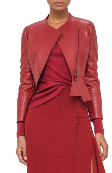 Women's Akris Nappa Leather Jacket - Red