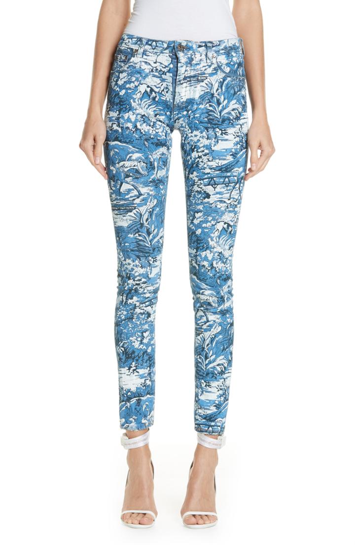 Women's Off-white Tapestry Print Skinny Jeans