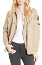 Women's Free People Embellished Military Shirt Jacket - Beige
