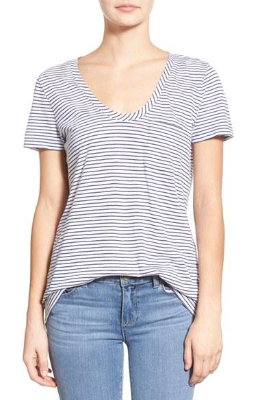 Women's Caslon Relaxed Slub Knit U-neck Tee - White