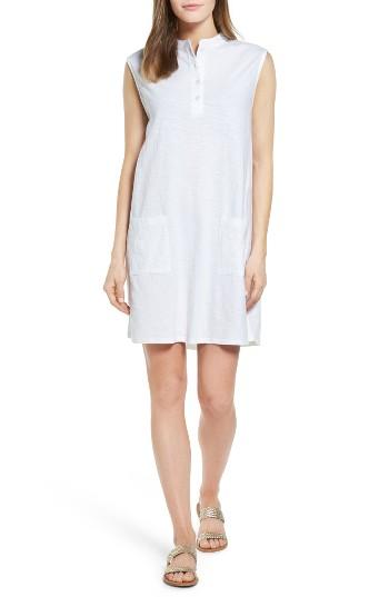 Women's Press Henley Shift Dress - White