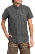 Men's Rvca Benji Short Sleeve Woven Shirt, Size - Black