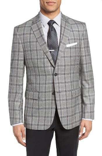 Men's Jb Britches Classic Fit Plaid Wool Sport Coat R - Metallic