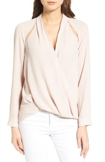Women's Trouve Cutout Surplice Top, Size - Beige