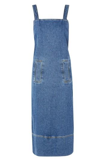 Women's Topshop Boutique Denim Pinafore Wrap Dress Us (fits Like 0) - Blue